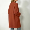 thumbnail image 4 of Otvok Open Front Knit Outerwear, Women Textured Rib Knit Drop Shoulder Long Sleeve Mid Length Loose Sweater Cardigan, 4 of 7