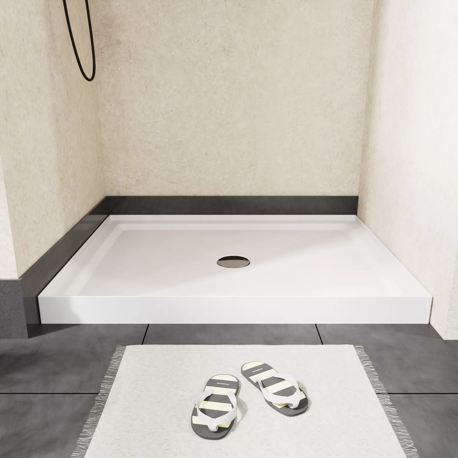 Distinct 48 48 X 32 Acrylic Alcove Or Corner Shower Base With Back Center Drain
