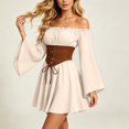 thumbnail image 7 of Women Dress Off Shoulder Renaissance Costume Corset Dresses Bell Sleeve for Fairy Goth Halloween Medieval Party, L, 7 of 7