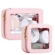 thumbnail image 1 of Set de bolsas de maquillaje JRQCSJY Leather Clear Travel Pink (S+M), 1 of 7