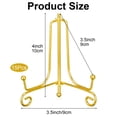 thumbnail image 3 of 1 Pack Iron Plate Stands for Display,Plate Holder Display Stand,Gold Easel Stands for Photo,Picture Frame,Decorative Dish,Book and Tabletop Art,gold plate stand,easels for display(Gold,4x3.5 Inch), 3 of 7