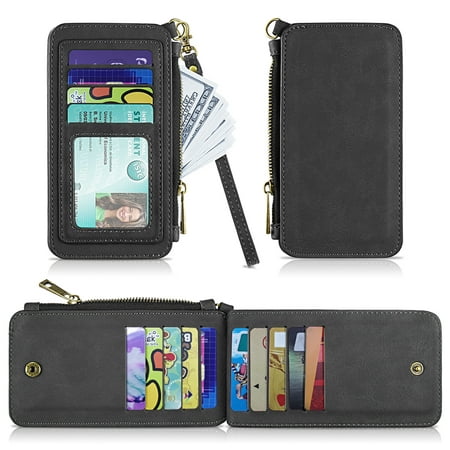 Leather Card Wallet,Minimalist ID Credit Card Case RFID Blocking Wallet