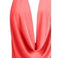 thumbnail image 4 of J. METHOD Women's Sleeveless Halter Neck Lightweight Low Cut Deep V Neck Sexy Draped Backless Top Blouse NEWT07 Coral L, 4 of 6