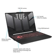 ASUS TUF Gaming A15 (2023) Gaming Laptop, 15.6” FHD 144Hz, Nvidia RTX 4050, AMD Ryzen 7, 16GB DDR5, 1TB PCIe SSD, Win 11, FA507NU-DS74
