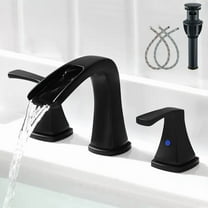 8" Widespread Bathroom Sink Faucet 3holes 2 Handle Waterfall Mixer w/Drain Black