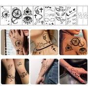 Yazhiji 36 Sheets Temporary Tattoos Stickers, 12 Sheets Fake Half Arm Chest Shoulder Tattoos for Men or Women with 24 Sheets Tiny Black Tattoos