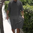 thumbnail image 2 of RUTAYY Men's Outfits 2 Piece Solid Color Short Sleeve Shirt and Shorts with Pocket Sports Tracksuits Trendy Travel Clothing Sets, 2 of 7
