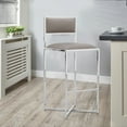 thumbnail image 6 of Eun 30 Inch Vegan Faux Leather Barstool, Chrome Base, Set of 2, Gray - Saltoro Sherpi, 6 of 6