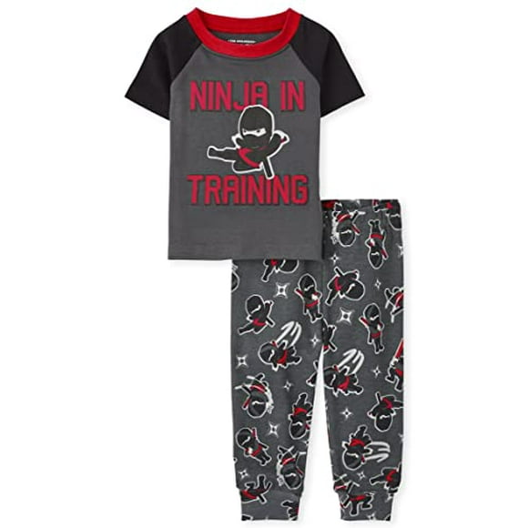 The Children s Place baby boys The Children s Place Toddler Short Sleeve Top and Pants Snug Fit Cotton 2 Piece Pajama Set, Ninjas in Training, 12-18 Months US