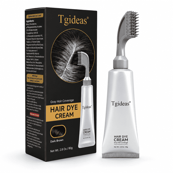 Tgideas 2-in-1 Comb Applicator Hair Dye Cream, Ammonia-Free Root Touch-Up, Dark Brown, 2.8 oz