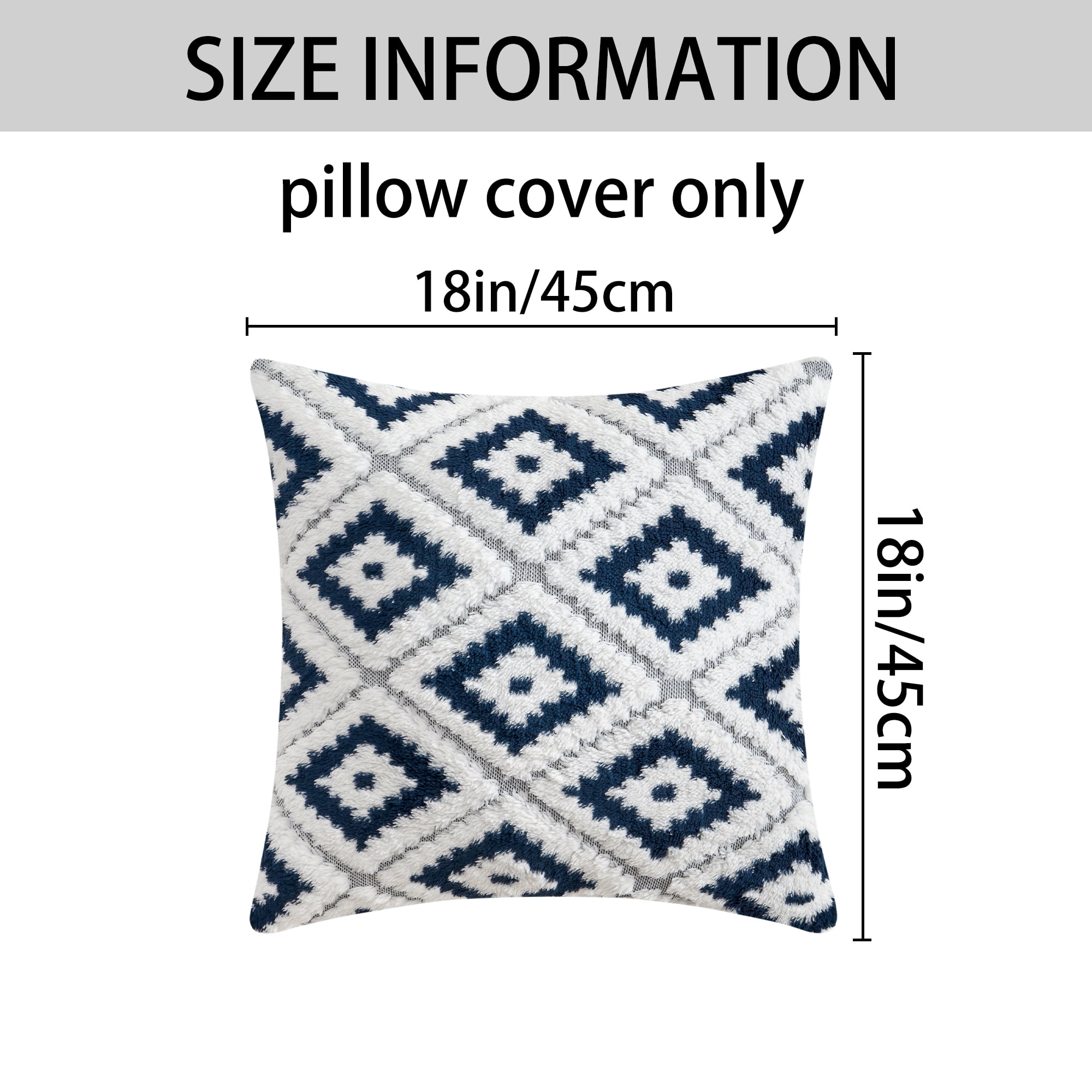 Unique Bargains 4 Pcs Soft Plush Throw Pillow Covers Navy Blue 18" x 18"/20" x 20"