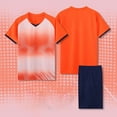 thumbnail image 2 of Fesfesfes Children's Summer Casual Short Sleeved Round Neck T-Shirt with Shorts Sports Breathable Kids Outfit Set for Boys and Girls(Orange#4,6 Years), 2 of 4