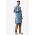 thumbnail image 4 of Royal Kurta Firozi Color Jacquard Silk Printed Long Kurta Churidaar, 4 of 7
