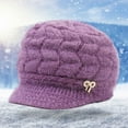 thumbnail image 2 of Womens Hats with Brim Cozy Warm Thick Knit Cap Stretchy Casual Cold Weather Soft Comfortable Trendy Beanie Hat, 2 of 8