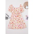 thumbnail image 2 of ABPHQTO Vestido De Mujer Floral De Manga Corta Con Escote Cuadrado Beige, 2 of 5