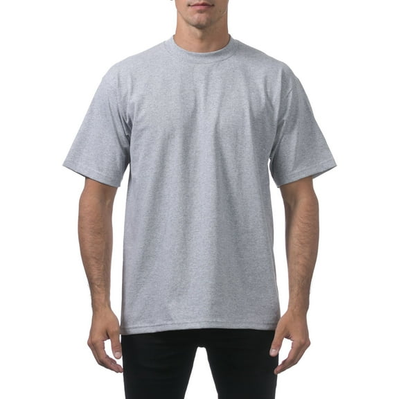 3 Pack Pro Club Men's Heavyweight Short Sleeve Tee T-Shirt - Heather Gray - Large