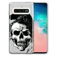 thumbnail image 1 of FINCIBO Silver Glitter Case, Sparkle Bling TPU Cover for Samsung Galaxy S10 G973 6.1" (NOT FIT Samsung Galaxy S10+ / S10 Plus 6.4 inch or S10E 5.8 inch), Clear Skull Raven, 1 of 4