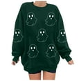 thumbnail image 4 of Womens Fleece Lined Sweatshirts Oversized Drop Shoulder Crewneck Sweat Shirts Loose Casual Halloween Graphic Sweater Coffee, M, 4 of 4
