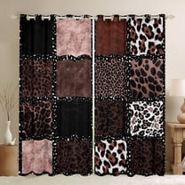 Homewish Leopard Print Curtains Pack of 2 (42x84 Each) for Teesn Female Men,Geometric Plaid Retro Curtains Blackout,Retro Vintage Bedroom Curtains,Ultra Soft Home Decor