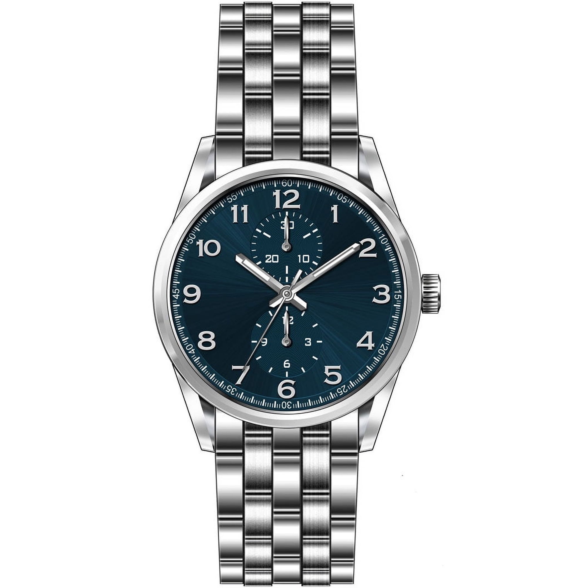 George Men's 41mm Silver Tone Blue Dial Easy Read Watch