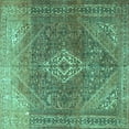 thumbnail image 1 of Ahgly Company Machine Washable Indoor Square Medallion Turquoise Blue Traditional Area Rugs, 3' Square, 1 of 4
