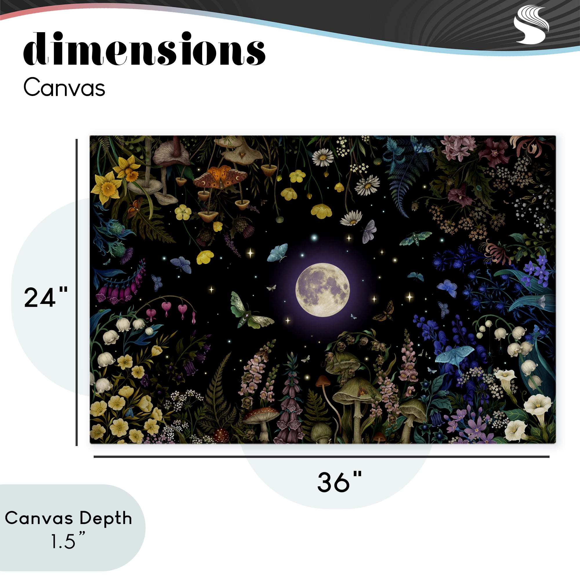 Stupell Industries Night Garden with Moth Canvas Wall Art, design by Episodic Drawings
