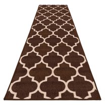 Skid-Resistant Carpet Runner – Moroccan Trellis Lattice – Coffee Brown & Vanilla Cream – 6 Ft. X 26 In.