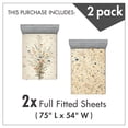 thumbnail image 3 of Ambesonne Botanical Fitted Sheet Set 2 Pack All-Round Elastic, Minimal Rustic Floral Art, Full Size, Eggshell Slate Blue, 3 of 3