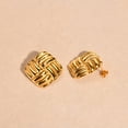 thumbnail image 5 of 14k Gold Square Earrings for Women, Vintage Chunky Stud Earrings, Non Tarnish Large Statement Earrings Jewelry Gifts, 5 of 7