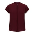 thumbnail image 3 of Uaswgudfs Women's Standing neck Scrub Blouse - Relaxed Fit Outdoor Short Sleeve Top with Rounded Hem & Breathable Design, 3 of 5