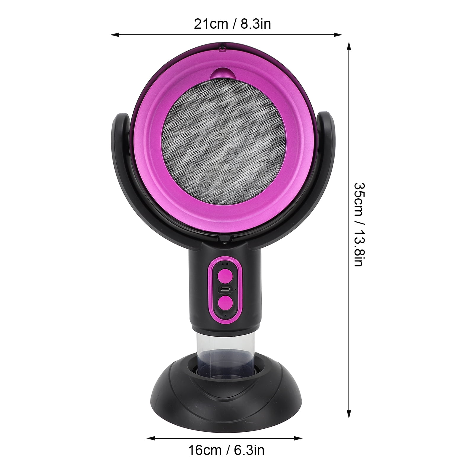 Rupoun Portable Desktop Range Hood Negative Ion 2 Speed Kitchen Exhaust Fan for Indoor BBQ Hot Pot 8.3x13.8x16.3 inches / 21x35x16cm USB Rechargeable Black Purple