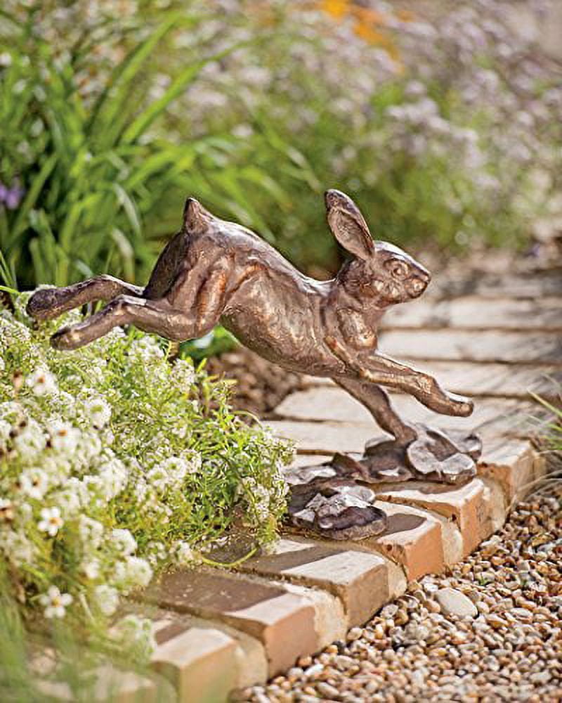 Running Rabbit Antique Bronze Metal Garden Sculpture