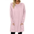 thumbnail image 2 of Dagugfen Tops for Womens Trendy Long Sleeve Crew Neck Fall Outfits Mid Length Blouses with Pockets Shirts, 2 of 6