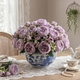 thumbnail image 6 of Artificial Peonies Silk Flowers, Pink Faux Peony Bouquet Florals Arrangements for Farmhouse Home Boho Wedding Table Centerpiece, Fake Plastic Flower Bulk for Vase Decoration, 6 of 6