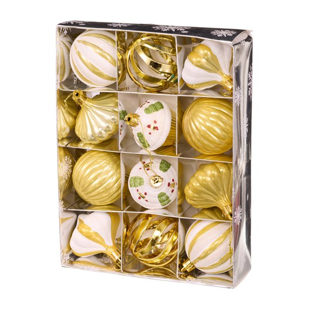 12 bolas navideñas, adornos navideños, adornos colgantes DIY para Navidad. Oro