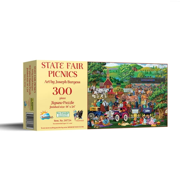 SUNSOUT INC - State Fair Picnics - 300 pc Jigsaw Puzzle by Artist: Joseph Burgess - Finished Size 18" x 24" - MPN# 38724
