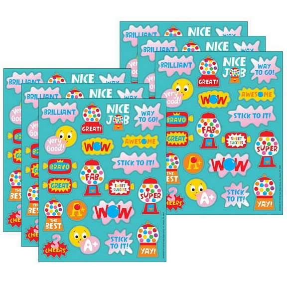 Eureka Bubblegum Scented Stickers, 80 Per Pack, 6 Packs