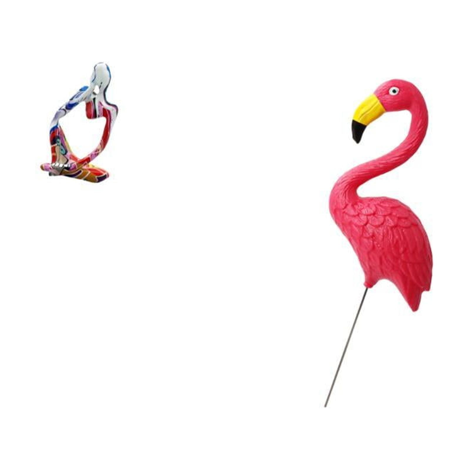 Resin Statue Flamingo Figurine Garden Stake Abstract Polyresin Art for Home Office Yard Decor