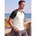 thumbnail image 4 of INSPIRE CHIC Men's Henley T-Shirt Color Block Raglan Sleeves Casual Tee M White, 4 of 5