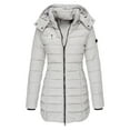 thumbnail image 2 of UPPADA Women's Warm Winter Coat Long Puffer Overcoats Waterproof Zipper Jackets Mid-Length Puffer Jacket with Pockets Gray,S Winter Coat, 2 of 3
