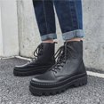 thumbnail image 5 of Botas altas de cuero estilo otoño para hombre, botas de moto impermeables con suela gruesa, 5 of 5