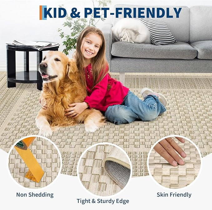 Washable Kitchen Runner Rug 2x8, Beige Runners for Hallway, Non Slip Boho Soft Bathroom Stain Resistant Throw Mat Bordered Carpet Runner for Laundry Entryway Bedroom 2'x8' Beige