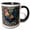 Black/White, variant on 3drose, Rooster Chicken William Morris Style Botanical Red Green Farm Bird, 11oz Two-tone Red Mug
