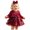 Wine-4ztwF, variant on OJSFQUFP Girls' Dress Elegant Cute Skin Friendly and Comfortable Ribbed Top with Bow Tie Mesh Dress