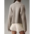 thumbnail image 5 of Open Front Solid Color Women Long Sleeve Shawl Neckline Knit Crop Cardigan, 5 of 6