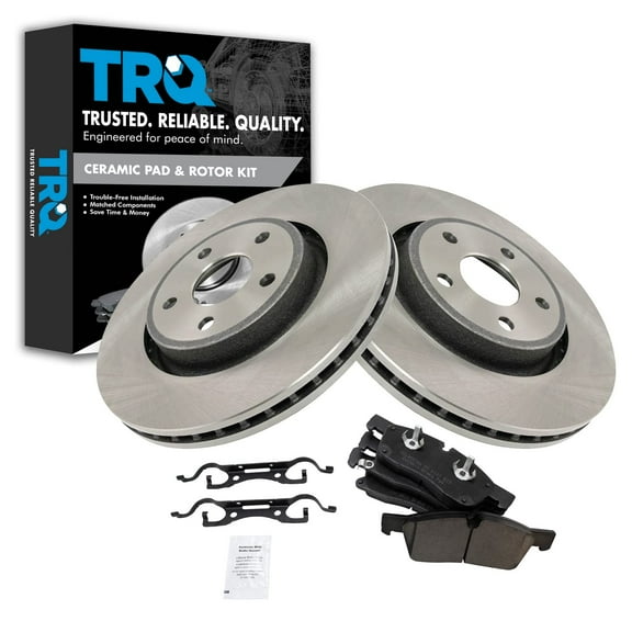 TRQ Front Brake Pad & Rotor Kit Brake Pads Brake Rotor Ceramic Fits Select 2011-2016 Dodge Durango Jeep Grand Cherokee