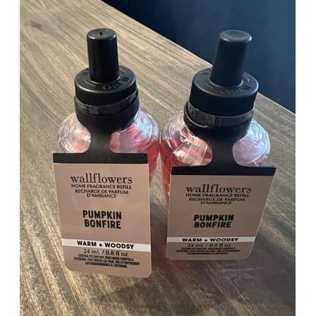 Bath and Body Works Pumpkin Bonfire Wallflowers Home Fragrance Refill, 2 Pack, Total Net 1.6 Fl Oz