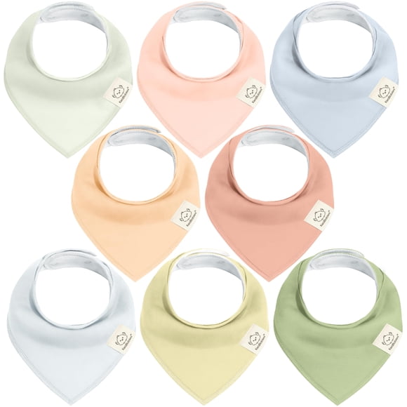 Baberos orgánicos tipo bandana para bebés KeaBabies, paquete de 8 unidades, superabsorbentes