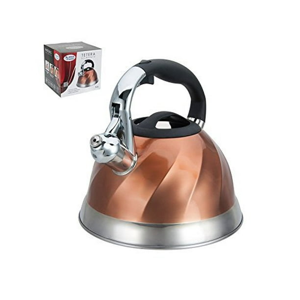 Premium Whistling Tea Kettle with Mesh Tea Strainer, Copper Color