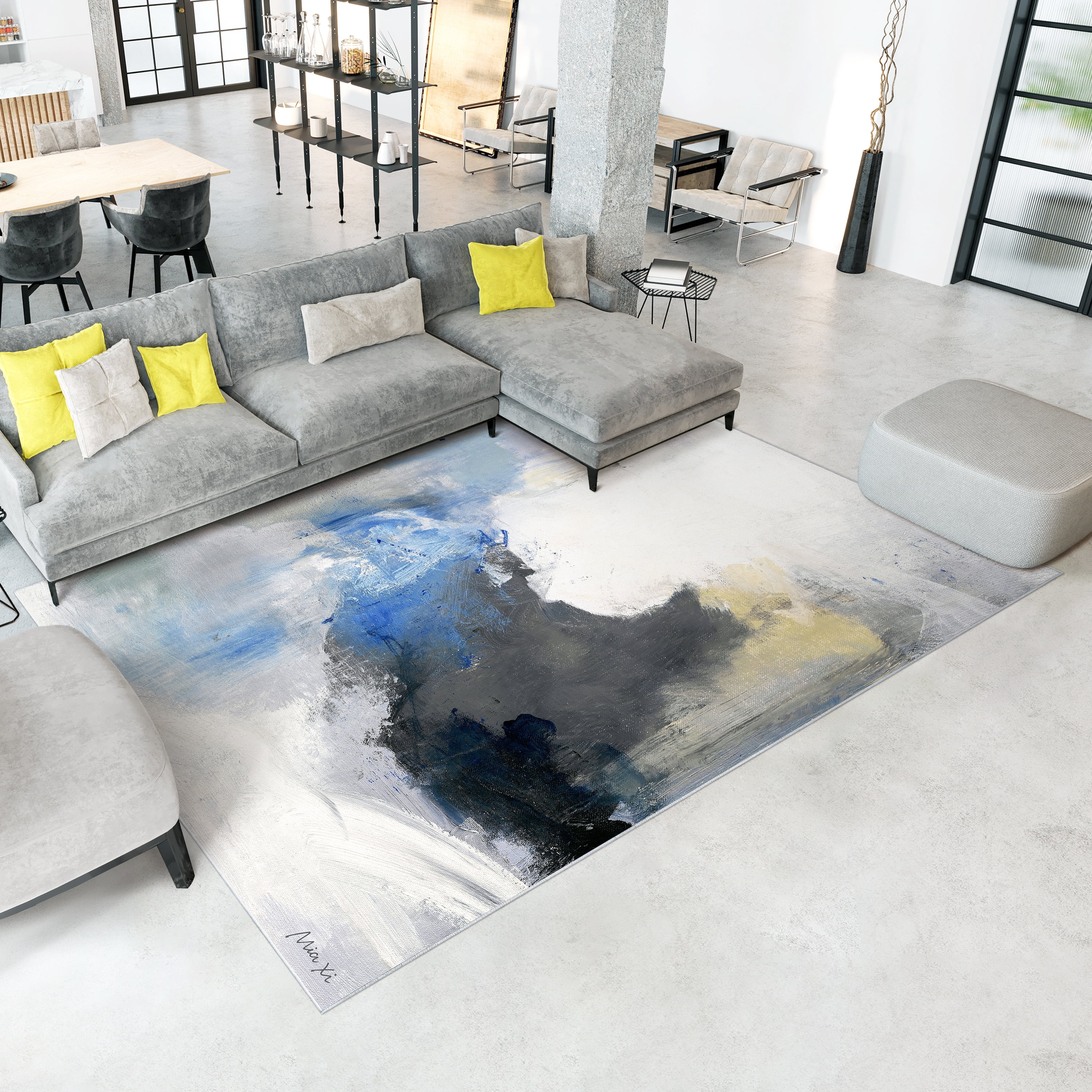 A New Dawn Washable Abstract Art Area Rug size 8'x10', Power-loomed, Heavenly Softness with Non-Slipping Backing
